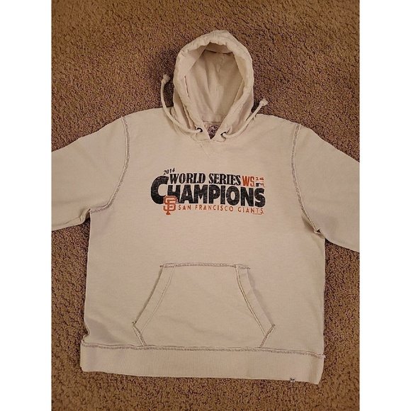 47 BRAND MLB SAN FRANCISCO GIANTS WS 2014 CHAMPS HOODIE MENS SIZE 2XL BEIGE/TAN - Picture 3 of 16
